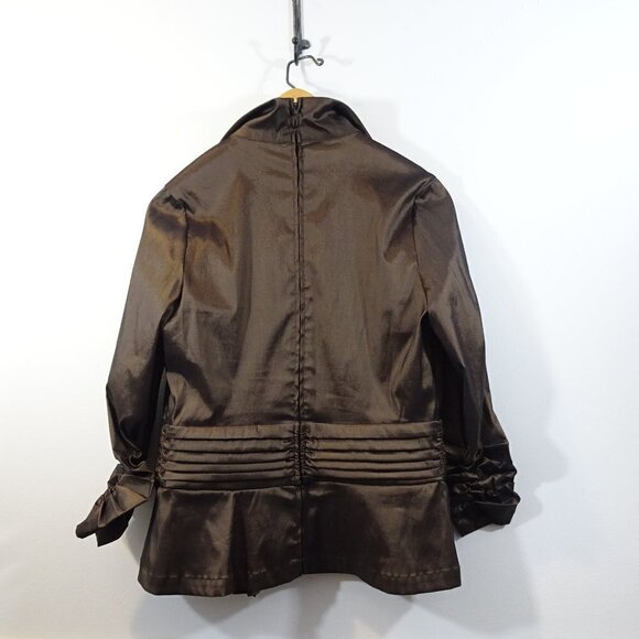 TADASHI COLLECTION Brown Taffeta Jacket Size 14 Formal Occasion Party - Picture 7 of 7
